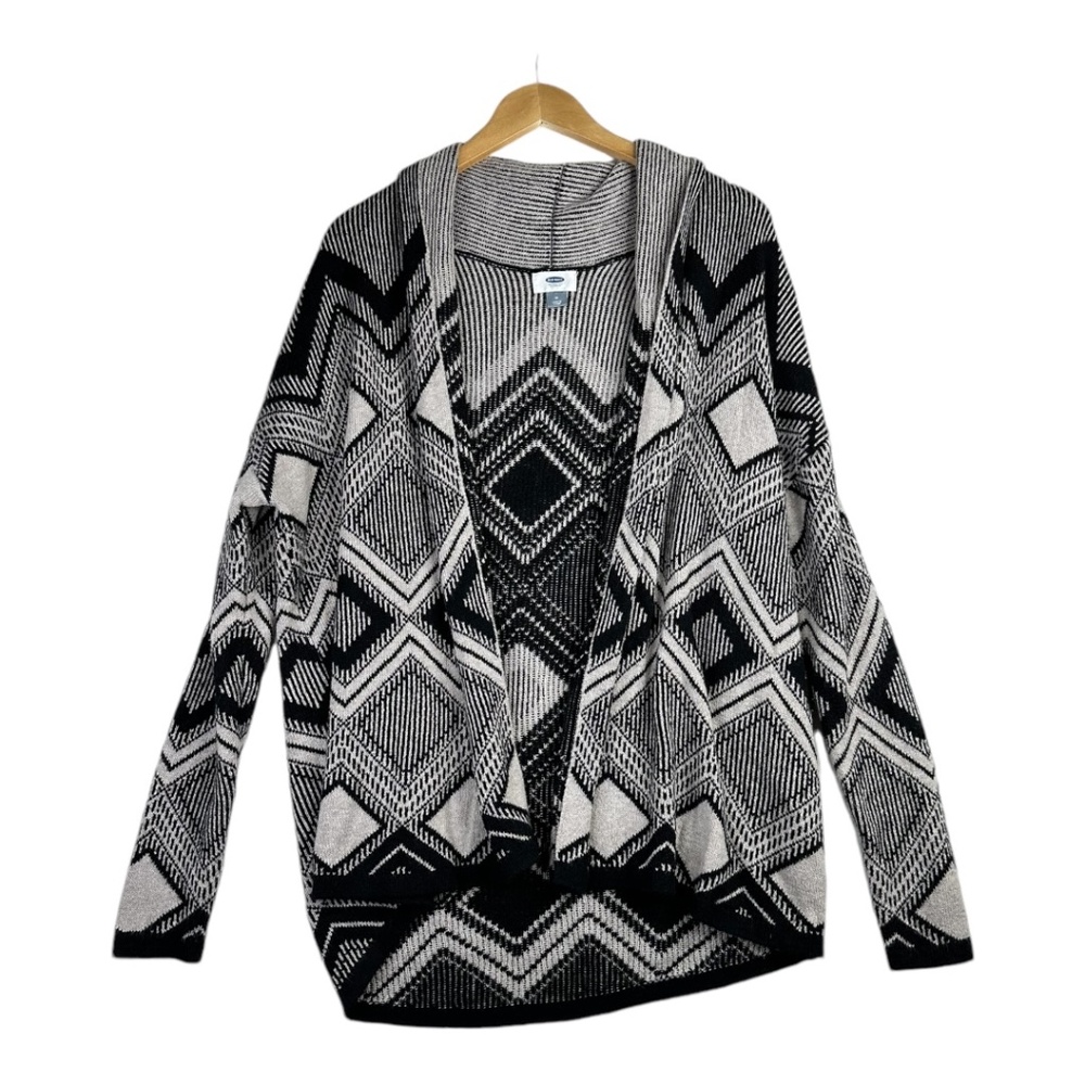 Old Navy Women's Gray Patterned Shawl Collar Open Front Cardigan Size Medium